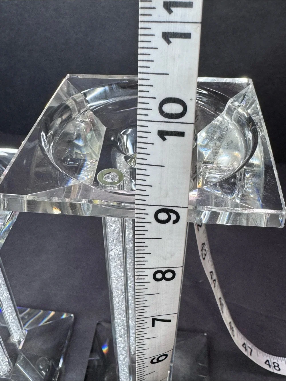 Shannon Crystal Candle Holders Set of 2 Rhinestone Square 7” & 9”